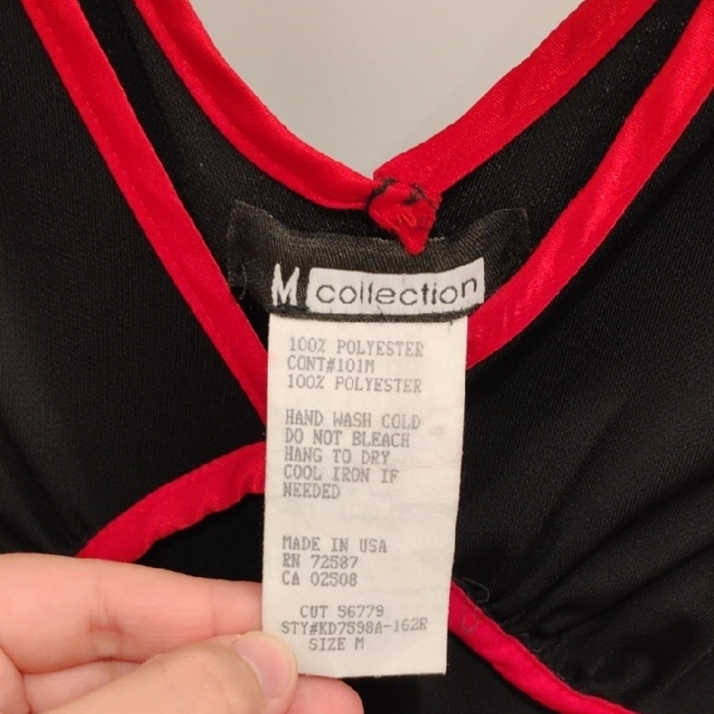 M Collection Black Dress with Red Trim Mermaid Hem Y2K Size Medium - Picture 2 of 11